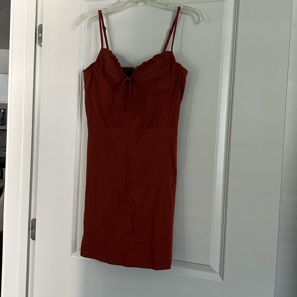NWOT never worn burnt orange mini dress from Altar’d State with corset top